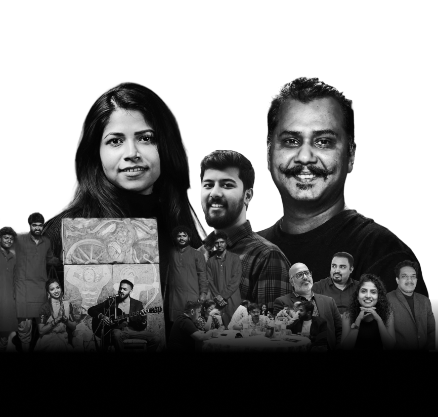 Panel discussion on micro-interactions at Design Quest 2K25 featuring Vivek Raju, Rajat Agarwal, Poorva Lavate, and Naveen Ferrao.